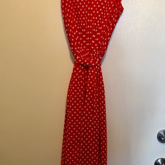 Anne Klein Red White Polka Dot Dress (Size 2) - Picture 8 of 11